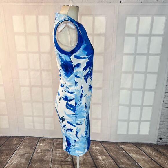 Carmen Carmen Marc valvo blue white print sheath dress size small - Picture 4 of 9